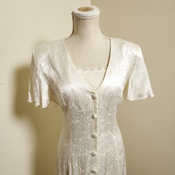 Vintage JODY Ivory Bridal Cottage field Corset Embossed Dress - Picture 5 of 15